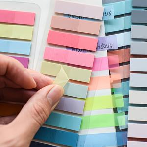 TEMU 유럽풍 빈티지 형광 PET 투명 접착식 포스트잇 400매입 1팩 / 800매입 2팩, 모란디 색상 코드 접착식 마커, 직사각형, 혼합 10색, 정리 및 기록용 인덱스 탭 포함