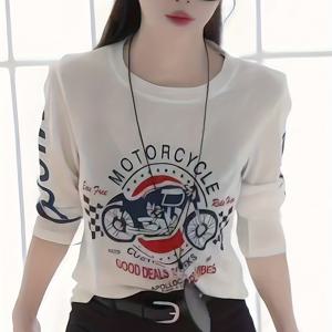 TEMU 이 여성용 긴팔 상의는 미국 프린트 디자인을 특징으로 하며, 부드럽고 편안한 원단으로 제작되었으며, 따로 입거나 레이어링하기에 적합합니다.