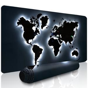 TEMU 생생한 야광 세계지도 디자인의 오버사이즈 워셔블 마우스 및 키보드 매트. 사무실, 게임 및 축제 장식에 적합하며, 훌륭한 크리스마스 선물이 됩니다.