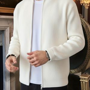 TEMU 남성용 니트 스웨터 가을 겨울 루즈핏 지퍼 골지 니트 드롭 숄더 가디건 두꺼운 단색 캐주얼 패션 코트