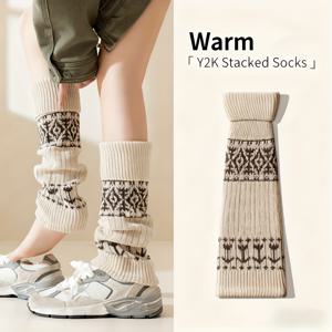 TEMU 트렌디한 여성용 레그 커버 1켤레 | 페어 아일 레트로 스타일, 패브릭, 편안하고 통기성 좋음, 야외 활동 및 캐주얼 웨어에 적합, 발렌타인데이, 부활절, 어버이날, 생일 선물로 완벽