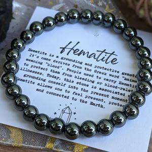 TEMU 천연 헤마타이트 그라운딩 보호 팔찌 - 수제 6mm 비즈 차크라 주얼리, 아이씨프리 어스 스톤 선물, 1월 탄생석, 빈티지 데일리 웨어 (생일, 크리스마스, 발렌타인데이)