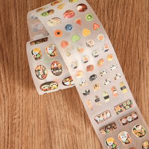 TEMU 1롤 PET 쇼와 스타일 고풍스러운 요리 자체 접착 장식 테이프, 반짝이는 매트 공예, DIY 투명 데칼, 잡지 저널, 스크랩북 용품, 냉장고, 물병, 여행가방용|스티커