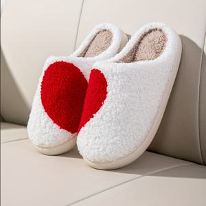 TEMU 2025 신상 하트형 남성 슬리퍼, 따뜻하고 스타일리시한 커플 홈슈즈