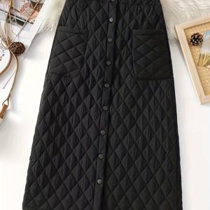 TEMU 여성 스커트, 스타일리시 하이웨이스트 겨울 스커트, 방풍|여성의류