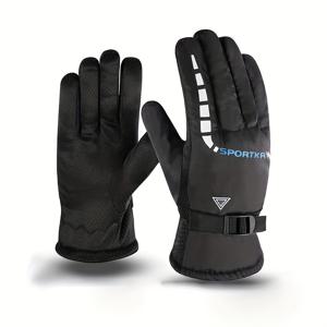 TEMU 2개/1켤레 겨울용 따뜻한 장갑 - 강력한 단열, 두꺼운 패딩 소재로 추위를 이기고, 자전거 타기 시 더욱 안정적인 그립을 위한 입자 미끄럼 방지 디자인, 조절 가능한 스트랩으로 딱 맞는 착용감을 보장, 남녀 모두에게 적합하며 모든 손 크기에 적합