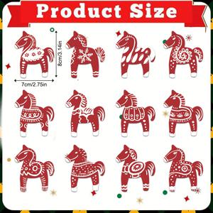 TEMU 12개 세트 노르딕 러스틱 말과 기수 목재 장식 - 인공 동물 모양 크리스마스 트리 장식, 말과 모티프 포함, 사계절 파티 장식용 (크리스마스, , 새해) - 12마리 세트 또는 더 많은 수량 가능