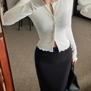 TEMU 2025년 신상 여성용 가디건 | 스키니핏, 긴소매, 크루넥, 버튼 플래킷, 얇고 약간의 쉬어남, 가을/겨울용 패셔너블 스타일