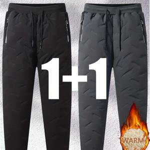 TEMU 2개 남성용 보온 조거 팬츠 - 탄성 커프스, 비신축성 원단으로 제작된 튼튼한 겨울 바지, 운동, 하이킹에 적합|냉장고바지|남자바지|바지