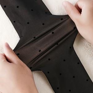 TEMU 여성용 80G 두꺼운 겨울 타이츠 - 슬림핏 시스루 블랙 폴카 도트 팬티스타킹, 80D 데니어 보온 스타킹, 가을&겨울용 스타일리시한 내구성 호시어리, 캐주얼&포멀 룩, 추운 날씨 착용, 시즌 패션, 트렌디한 팬티스타킹, 부드러운 소재