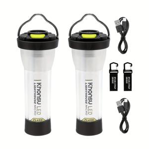 TEMU 충전식 LED 캠핑 랜턴 | 6가지 조명 모드, 밝기 조절 가능, 배터리, 최대 200 루멘, 휴대용, USB 충전, 캠핑 및 비상 조명에 적합, 후크/충전 케이블 포함, 블랙|캠핑랜턴