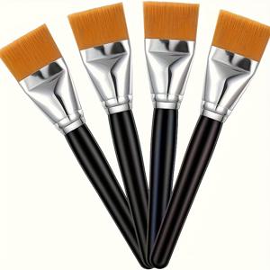 TEMU 4개 세트 플랫 페인트 브러쉬 1 1/2인치 아크릴 페인팅용 나무 손잡이 전문가용 베이스코팅 와이드 브러쉬 캔버스 공예 마스크용|아크릴물감