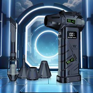 TEMU 150000RPM 전동 무선 블로워 | 0-100 기어의 강력한 팬, 반려동물 털 제거, 키보드/PC, 자동차 & 소파 딥 클리닝, 습한 지역 건조, 먼지/눈/잎 제거 - LED 디스플레이 & 긴 배터리, 컴팩트 & 경량 툴 키트, USB 충전|차량용선풍기|서큘레이터선풍기