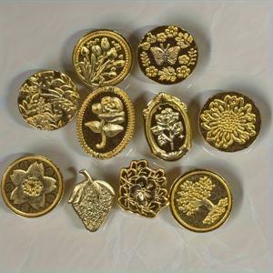 TEMU 10개 골드 엠보서 스탬프 세트, 편지 봉인, 왁스 스탬프 제작 및 인사말 카드 및 선물 장식을 위한 다양한 디자인의 금속 왁스 실링 키트|실링왁스