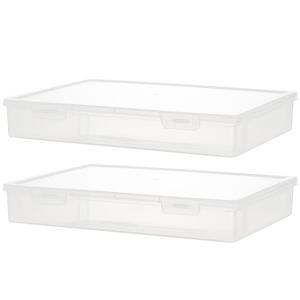 TEMU 뚜껑이 있는 투명 대형 보관 상자 2개, 인쇄된 종이로 제작되었으며 가정 사무실에서 미술 용품 및 카드를 정리하기 위해 설계되었습니다.