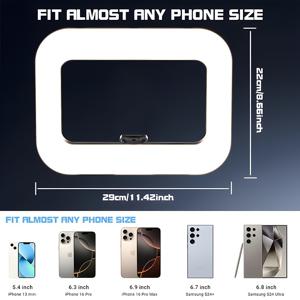 TEMU 휴대용 링 라이트, 대용량 배터리로 긴 작동 시간, 45가지 조명 효과 모드, 조절 가능한 밝기 및 플래시 주기, 제품 사진, 셀카, 영상 촬영, 줌 회의, 블로깅, 라이브 스트리밍에 적합