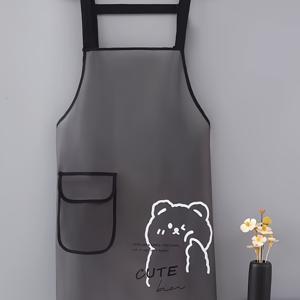 TEMU 여성용 귀여운 한국 스타일 슬리브 에이프런 - A라인 슬릿 밑단 & 반투명 H자형 앞치마 - 루즈핏 롱 길이 베이킹, 가드닝, 바베큐용 에이프런 - 사계절 사용 가능 - 손세탁 가능한 작업복 에이프런