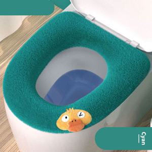 TEMU 만화 장난감 변기 시트 쿠션, 손잡이 달린 두꺼운 겨울용, 가정용 세탁 가능, 욕실 변기 커버|변기커버