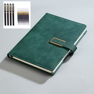 TEMU 25개 세트, 200페이지 초두께 A5 빈티지 비즈니스 미팅 다이어리 (자석 잠금 및 북마크 포함) – 대학생 및 전문가에게 완벽한 비즈니스 미팅 다이어리 | 빈티지 스타일 노트북 | 인조 가죽 커버, A5 노트북 + 펜 4개 + 펜심 20개 포함, 전문가용 저널, 내구성 있는 커버, 안전한 제본, A5 노트패드, 기업 선물|다이어리