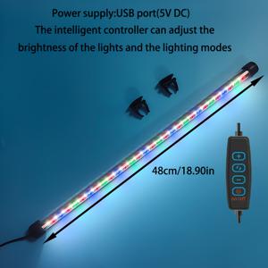 TEMU 1개 LED 어항 램프 | 7.09in - 22.83in 분위기 어항 튜브, USB 듀얼 배수, 밝기 조절 가능, 다양한 조명 모드 - 담수/해수 어항 장식 및 조명, 수생 식물 조경에 적합, 배터리 없음