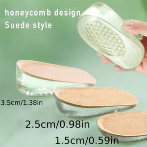 TEMU 1쌍 셀프 접착식 투명 신발 깔창 - 미끄럼 방지 통기성 스웨이드 허니콤 & 실리콘 리프트 패드, 남녀공용 쿠션, 스니커즈, 부츠, 데일리 커뮤팅 (기기 불필요)
