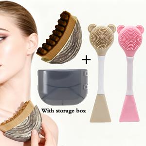TEMU 다기능 림프 배출 페이셜 브러쉬 및 턱 윤곽 마사지기 (보관 상자 포함) | 다양한 피부 타입에 적합, 부드러운 나일론 브러쉬, 매끄러운 ABS 플라스틱 핸들, 페이셜 마사지 및 클렌징에 이상적, 친구 A를 위한 완벽한 휴일 선물