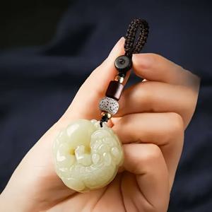 TEMU 양면 모조 옥 키링 참 | 그린, 투명, 무금도, 무도금, 폴리에스터 섬유, 범용, 발렌타인데이, 기념일 및 특별한 선물로 이상적