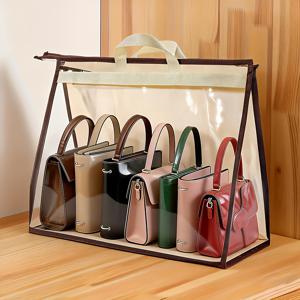 TEMU 피그피 핸드백 보관백, 핸들 포함 XL 투명 핸드백 보관백 지갑 정리함 옷장용, 지퍼 걸이형 핸드백 보관백