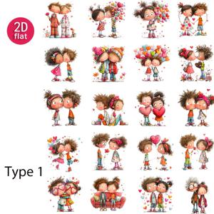 TEMU 2D 평면 빈티지 커플 저널 스티커 1팩 - DIY 스크랩북, 다이어리, 포토앨범, 문구류 장식용, 2D 평면