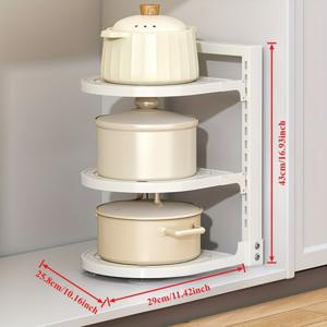 TEMU 안야봉 헤비듀티 조절형 멀티티어 메탈 냄비 거치대 - 주방용 헤비듀티 카본 스틸 냄비 및 뚜껑 보관 선반, 조절 가능한 층, 공간 절약형 카운터탑/캐비닛, 냄비/팬/뚜껑에 이상적, 크리스마스/새해 선물로 완벽