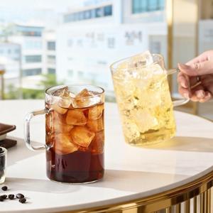 TEMU 유리 머그컵 4개 세트 500ML 투명 컵 심플한 디자인 일상용