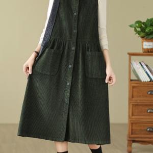 TEMU 가을 겨울 원피스 조끼 원피스 패션 루즈핏 나이 감추는 고급 여성 의류|민소매원피스|가을원피스