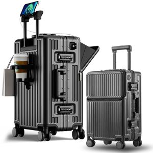 TEMU REGESY전면오픈 다기능 캐리어 알루미늄 프레임 내구성 초경량 저소음 360도 회전바퀴 수트케이스 대용량 기내용 비즈니스 출장용 해외여행 캐리어20인치 24인치 28인치|가방|케이스|패션