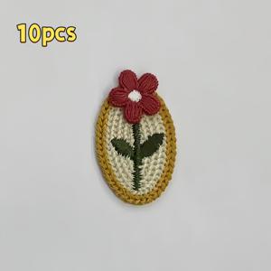 TEMU 10개 빨간 꽃 자수 스티커 | 손 자수 녹색 잎 꽃 디자인, 의류, 모자에 완벽, 사계절 사용, 의류 장식용 내구성 좋은 자수