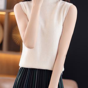 TEMU 여성용 민소매 조끼, 하프 하이넥 캐미솔, 솔리드 컬러 내부 레이어 풀오버