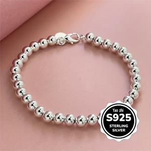 TEMU 우아한 925 실버 팔찌, 섬세한 비즈 장식, 결혼식 및 파티를 위한 남녀 스타일리시 주얼리 선물|팔찌