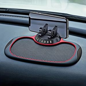 TEMU 360° 회전 자동차 미끄럼 방지 매트 - 안전 그립, 내구성 있는 블랙 & 레드 디자인의 스마트폰 및 태블릿용 대시보드 패드, 안정적인 구조|그립톡|패드|악세사리