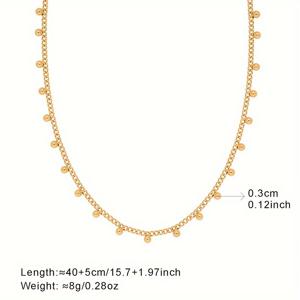 TEMU 골든 비드 두두 목걸이 칼라본 체인, 쌀알 스테인리스 스틸 도금 18k 골드 프렌치 스타일 우아한 레이스 느낌 소형 골든 비드 목걸이, 고급 레이어링 유럽 및 미국 칼라본 체인, 쌀알 비드 주얼리