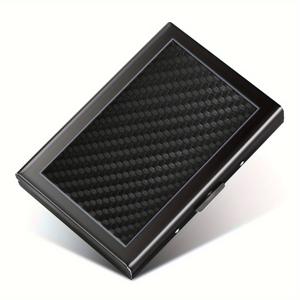 TEMU OBCREATOR 방지 도난 브러시 10장 신용카드 홀더 보호기 금속 신용카드 카본 파이버 질감 지갑 비즈니스 카드 홀더 남성용 (블랙)|명함지갑