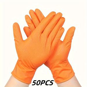 TEMU 두꺼운 니트릴 장갑 50개입, 8 Mil 리즈 텍스처, 라텍스 및 파우더 프리, 가정 청소, 애완 동물 목욕 용품, 주방 용품, 할로윈/크리스마스 선물로 완벽