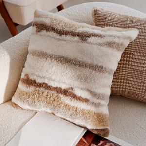 TEMU 1개, 인스타일 고급 레트로 커피색 퀵샌드 베개커버, 크림색 바람 거실 침실 베개 커버