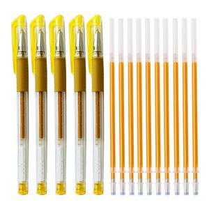 TEMU 골든 잉크 젤 펜 세트 - 0.7mm 가는 팁 - 속건성, 가벼운 플라스틱 디자인, 잉크 수준 표시, 사무용 필기, 학교 공부 및 일상적인 메모에 적합