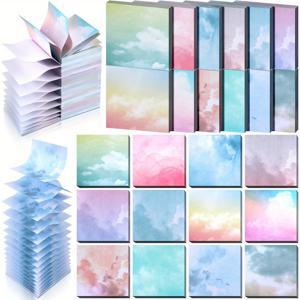 TEMU 12매 신학기 수채화 팝업 스티커 메모 3 X 3인치 수채화 자체 접착 메모지 사무실 가정 노트북 작업 용품