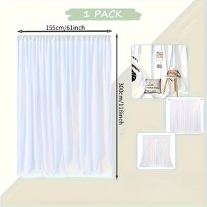 TEMU 1pc 클래식 화이트 폴리에스터 백킹, 61*118인치 - 우아한 직물, 뚫린 커튼, 사진 스튜디오 배경 천, 결혼식, 생일, 파티 및 졸업식, 크리스마스, 할로윈, 추수 감사절, 데이 및 기타 다기능 사진 세트, 배경 천만 포함, 전기 없음