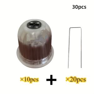 TEMU 30개입 (보호커버 10개 + 고정못 20개) 재사용 가능한 식물 보호 커버 - 새와 달팽이 방지, 농장 및 정원용 습기 방지 커버, 채소, 묘목, 꽃, 낮은 식물에 적합