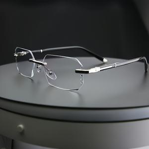 TEMU 남성용 스타일리시한 프레임리스 안경 (투명 렌즈), 캐주얼 웨어에 완벽. PC 렌즈로 제작되어 선물용으로 적합하며 모든 계절에 사용 가능, 배터리 없음