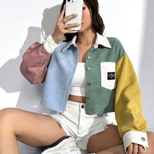 TEMU 여성용 빈티지 자켓 - 버튼 프론트 클로저, 파스텔 핑크/블루/틸/베이지/화이트/블랙/그레이, 봄/가을용 가벼운 아우터웨어, 캐주얼 시크 레이어링 피스, 일상적인 정장용, 가을 패션, 레트로 스타일, 부드러운 질감, 세련된 , 패션 애호가, 봄 패션, 글자 패치 디자인, 내구성 있는 구조, 짧은 , 사무실 착용