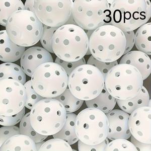 TEMU 흰색 플라스틱 골프공 30개입 - 세척 용이, 실내외 연습에 적합, PE 재질, 성인 및 모든 수준에 적합, 골프 용품|골프용품