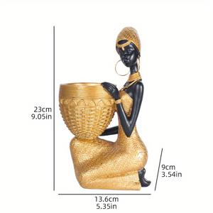 TEMU 아프리카 트라이벌 스타일 레진 조각품 - 거실, 현관, 침실, 책장, 커피 코너, 실내외 사용을 위한 다기능 장식 예술 보관 오너먼트, 전기가 필요하지 않음, 크리스마스, 할로윈, 추수감사절, 발렌타인데이 등에 완벽함, 다용도 방 장식 | 트라이벌 스타일 장식 | 집안 장식/거실용 조각상/홈 데코/장식용 조각상