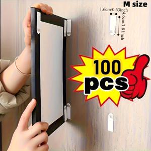 TEMU 100개 무드릴 액자 걸이, 쉽게 제거 가능, 흔적 없는 프레임 걸이 스트랩, 벽 장식 및 보관용, 할로윈 및 크리스마스 장식, 거실 침실 벽 장식, 홈 디스플레이 및 일상 사무실용, 2025 할로윈, 크리스마스